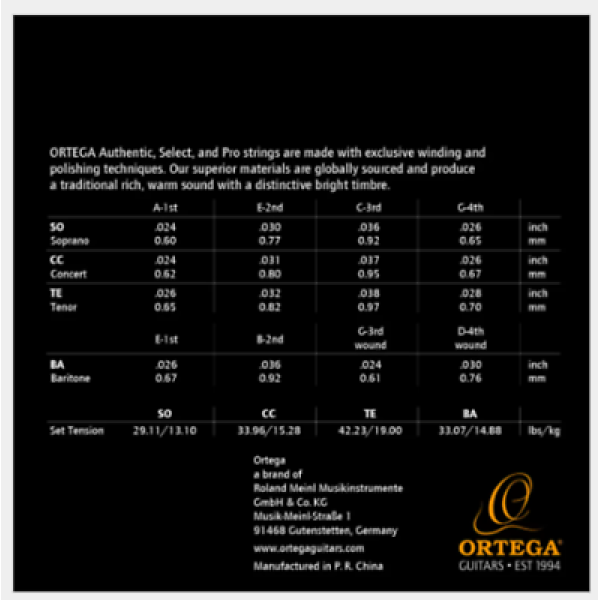 Ortega Guitars - Select - Soprano Ukulele Strings - Black Nylon (UKSBK-SO) - Image 2