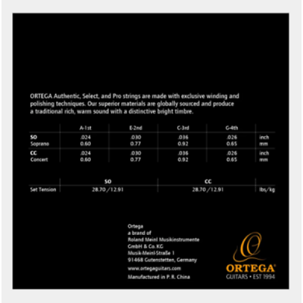 Ortega Guitars - Authentic - Soprano Ukulele Strings - Black Nylon (UKABK-SO) - Image 2