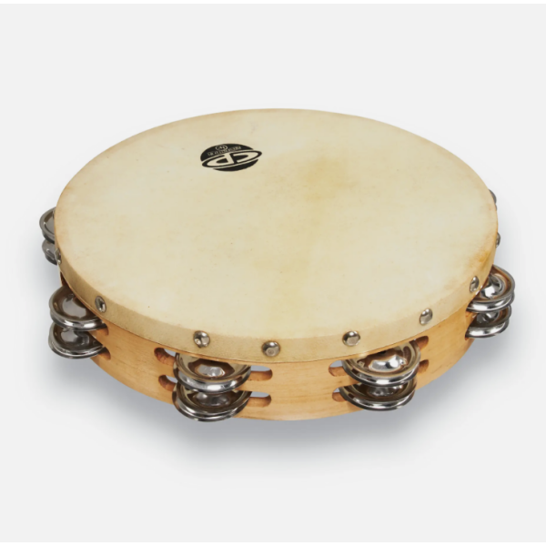 Latin Percussion CP 10 Inch Double Row Headed Wood Tambourine - Steel (CP380) - Image 2