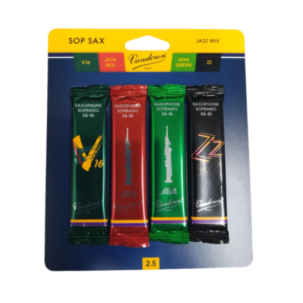 Vandoren Jazz Mix Bb Soprano Saxophone Reeds  Strength 2.5 - Pack of 4 (SIRMX25)