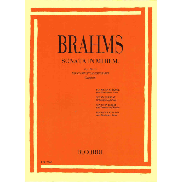 Brahams Sonata in Mi Bem. Op. 120 n. 2 Per Clarinetto e Pianoforte (HL50012660)