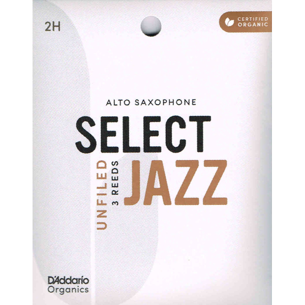 D'Addario Eb Alto Sax Select Jazz Unfiled Reeds Strength 2 Hard - 3 Pack (ORRS03ASX2H)