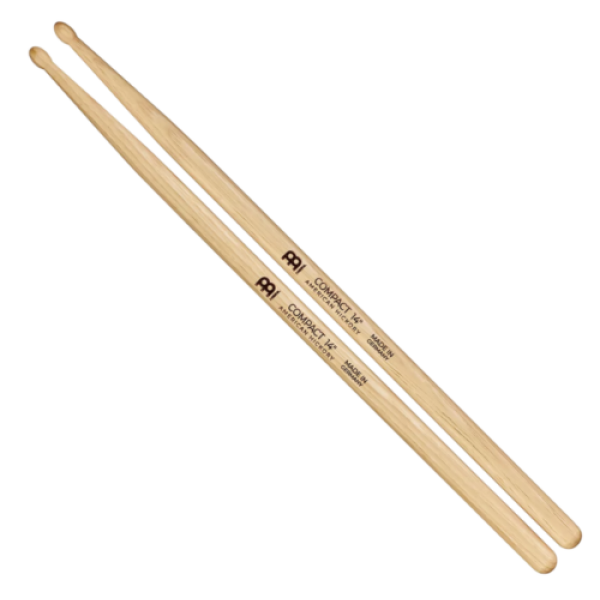 Meinl Stick & Brush Compact 14-Inch Drumstick, Hickory, Medium, Oval tip, Pair..