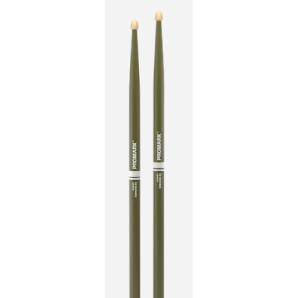 Promark, Rebound, 5B Green Hickory, Wood Tip, Drumsticks (RBH595AW-GREEN)