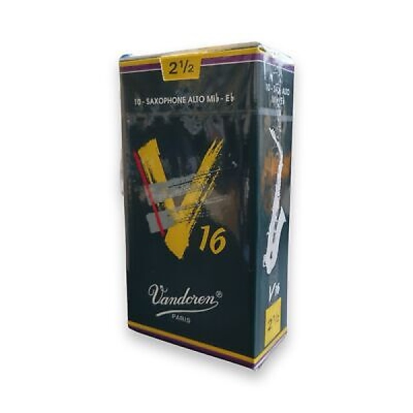 Vandoren V16 Eb Alto Saxophone Reeds - Strength 2 1/2- Box of 10 Reeds (SR7025)