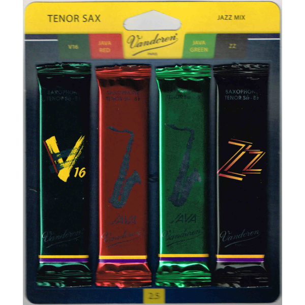 Vandoren Jazz Mix Tenor Saxophone Reeds - Once of each - V16, Java Red, Java G..
