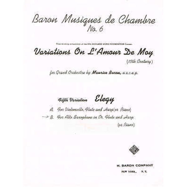 Variations On L'Amore De Moy For Alto Saxophone in Eb