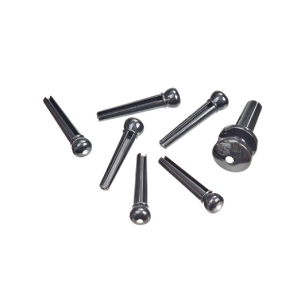 DAddario Accessories - 7 Plastic Bridge / 1 Plastic End Pin, Black w/ Ivory Dot (PWPS10)