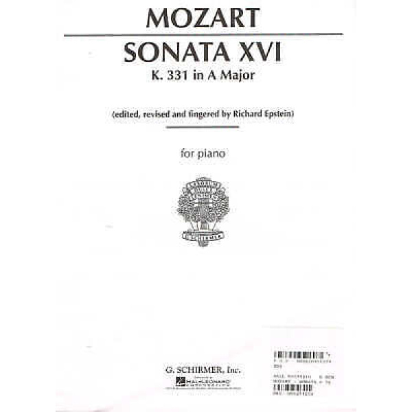 Pre-Owned Mozart Sonata XVI K.331 in A Major Edited by Richard Epstein for Pia..
