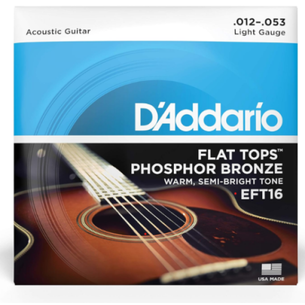 D'Addrario Flat Tops Phosphor Bronze EFT16 12-53 Light Guage (JD-EFT16)