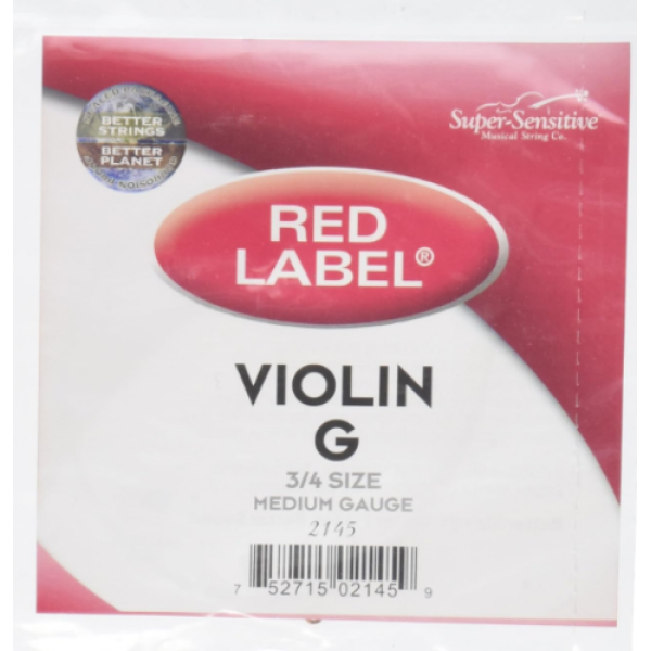 Super Sensitive Red Label Violin G String 3/4 Medium