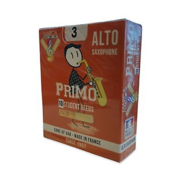 Marca Primo Eb Alto Saxophone Reeds - Strength 3 - Box of 10 Reeds - Made in F..