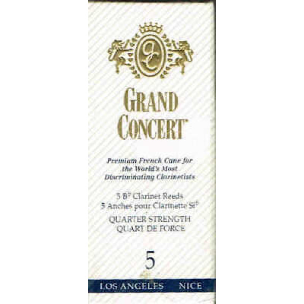 Grand Concert Bb Clarinet Reeds French File Cut - Strength 5 - Box of 5