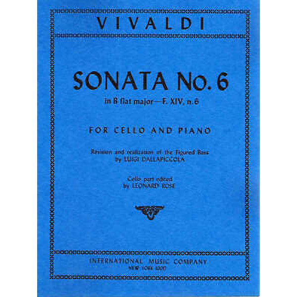 Vivaldi Sonata No. 6 in Bb Major - F. XIV, n. 6, for Cello and Piano