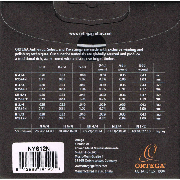 Ortega Guitars - Classical Guitar Strings (1/2 Size) - Normal Tension (NYS12N) - Image 2