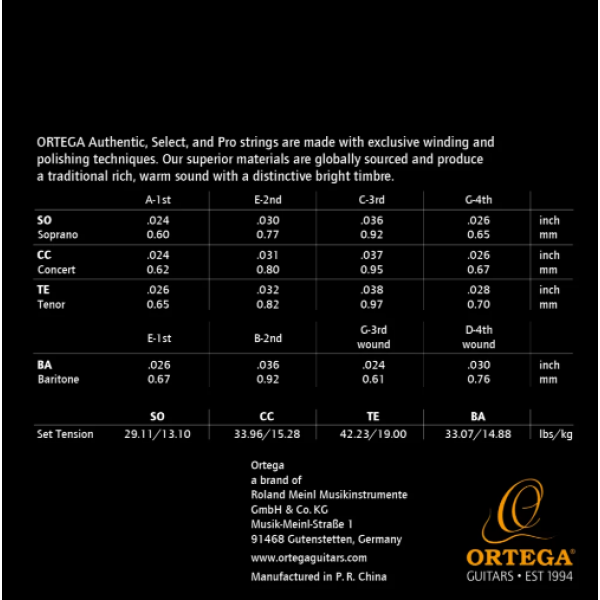 Ortega Ukulele Custom Made Strings TE Crystal Clear Nylon Tenor Size (UKP-TE) - Image 2
