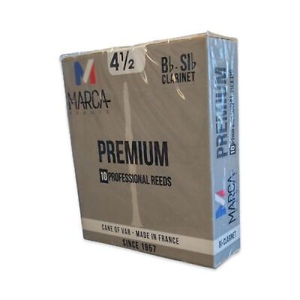 Marca Premium Bb Clarinet Reeds - Strength 4 1/2 - Box of 10 Professional  Ree..