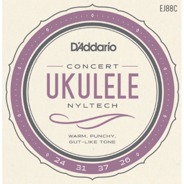 DAddario Concert Ukulele Nyltech Strings - Warm, Punch, Gut-Like Tone (EJ88C)