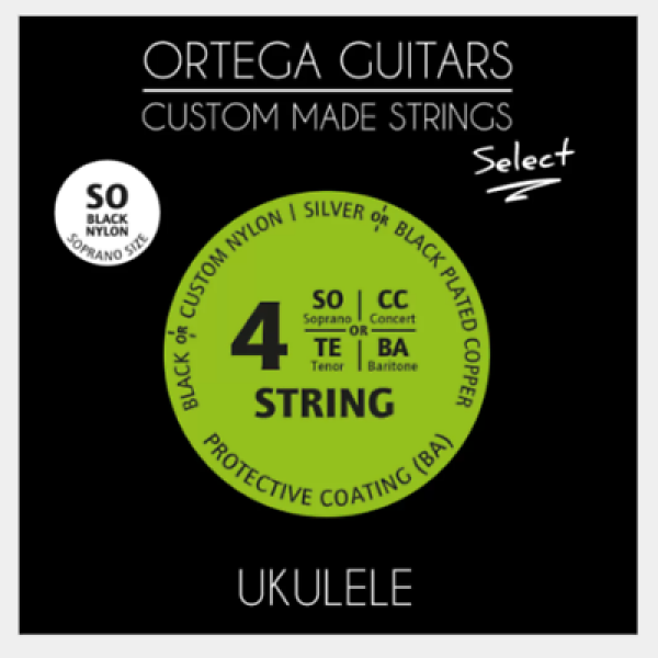 Ortega Guitars - Select - Soprano Ukulele Strings - Black Nylon (UKSBK-SO)