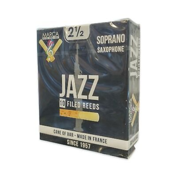 Marca Jazz Soprano Saxophone Reeds Strength 2 1/2 Box of 10 Filed Reeds