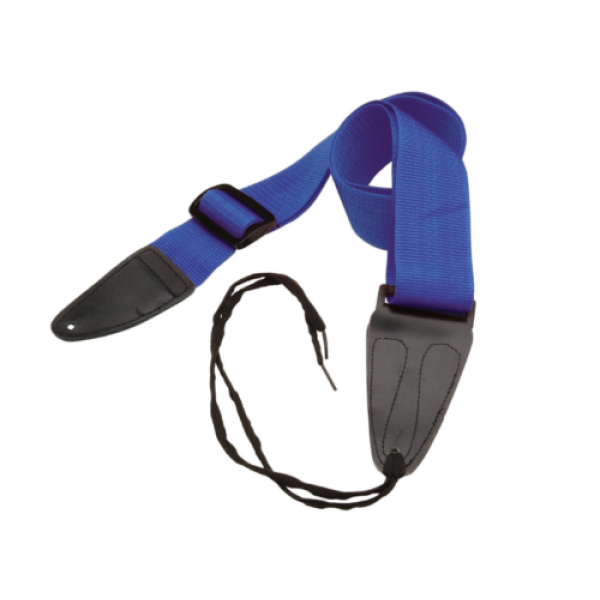 On Stage Blue Guitar Strap With Leather Ends (GSA10BL)