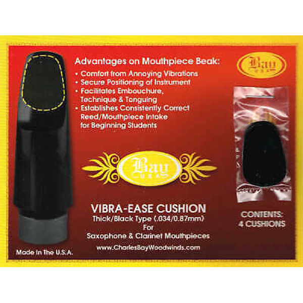Bay USA Vibra-Ease Cushions Thick Black Type (.034/0.87mm) for Saxophone or Cl..