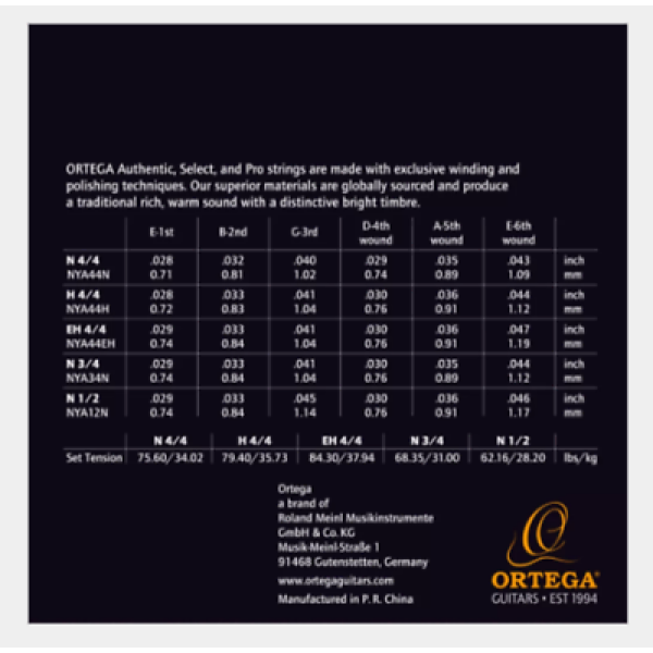 Ortega Guitars Custom Made Strings - Full Size Set - Extra Hard Tension (NYA44.. - Image 2