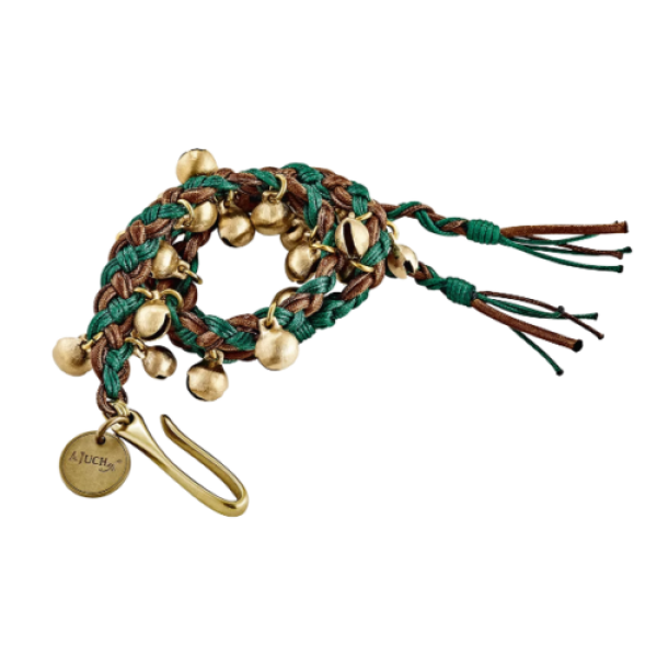 Meinl Percussion Ajuch Bells - Small, Brown & Turquoise Rope, Brass Bells (MABS)