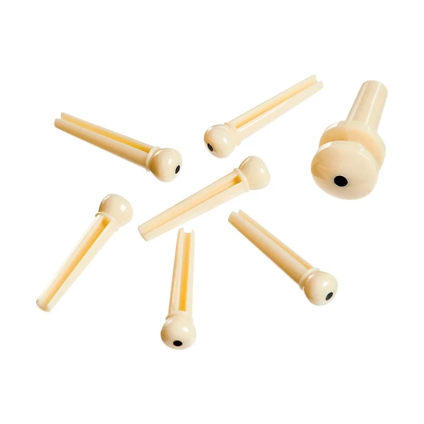 DAddario Accessories - 7 Plastic Bridge / 1 Plastic End Pin - Ivory w/ Black Dot (PWPS12)