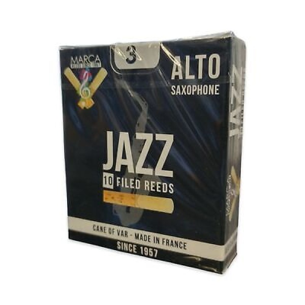 Marca Jazz Eb Alto Saxophone Reeds - Strength 3- Box of 10 Filed Reeds - JZ430