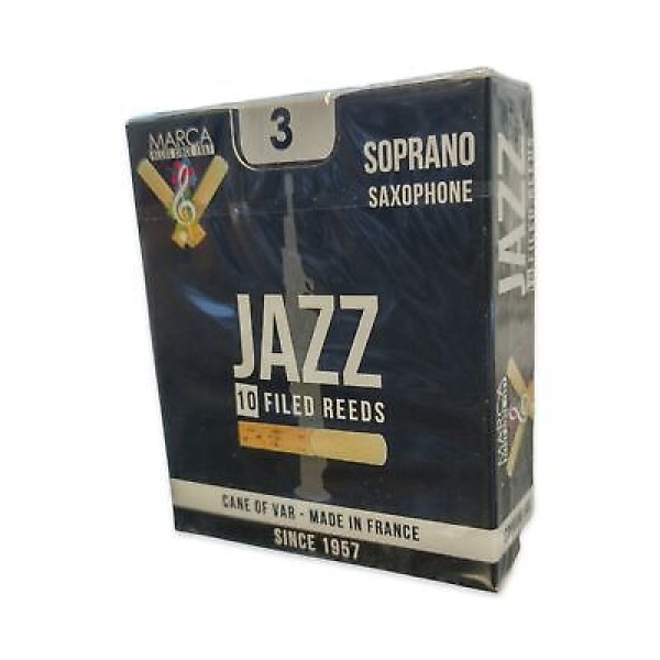 Marca Jazz Bb Soprano Saxophone Reeds - Strength 3 - Box of 10 Professional Re..