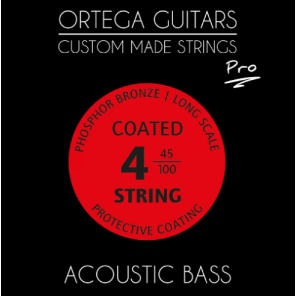 Ortega Acoustic Bass Guitar Custom Made Phosphor Bronze Long Scale Coated 4 St..