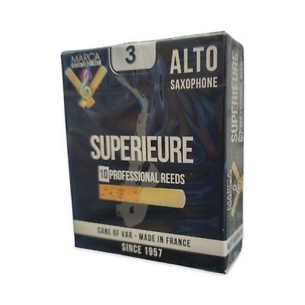 Marca Superieure Eb Alto Saxophone Reeds - Strength 3 - Box of 10 Professional..