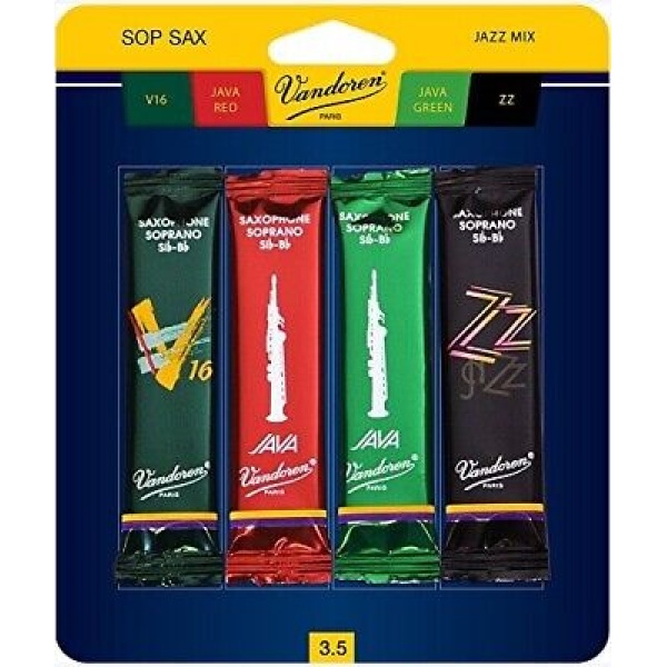 Vandoren Jazz Mix Bb Soprano Saxophone Reeds - Strength 3.5 - Pack of 4 (SRMIX..