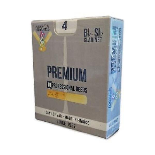 Marca Premium Bb Clarinet Reeds - Strength 4 - Box of 10 Professional  Reeds -..