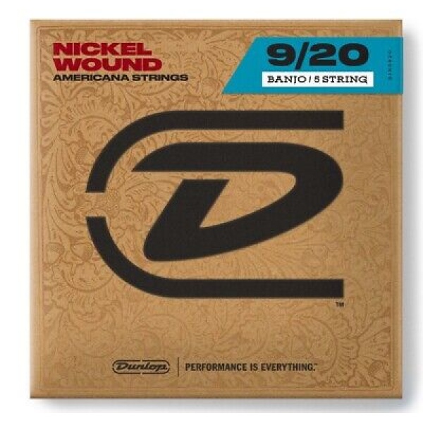 JIM DUNLOP DJN0Jim Dunlop Nickel Wound Americana Strings for Banjo 9/20 - 5 St..