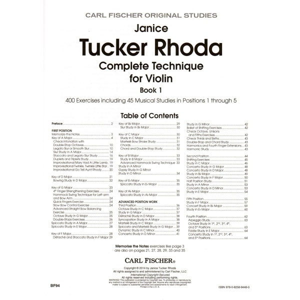 Complete Technique for Violin, Book 1 (VIOLON) Janice Tucker Rhoda - Image 2