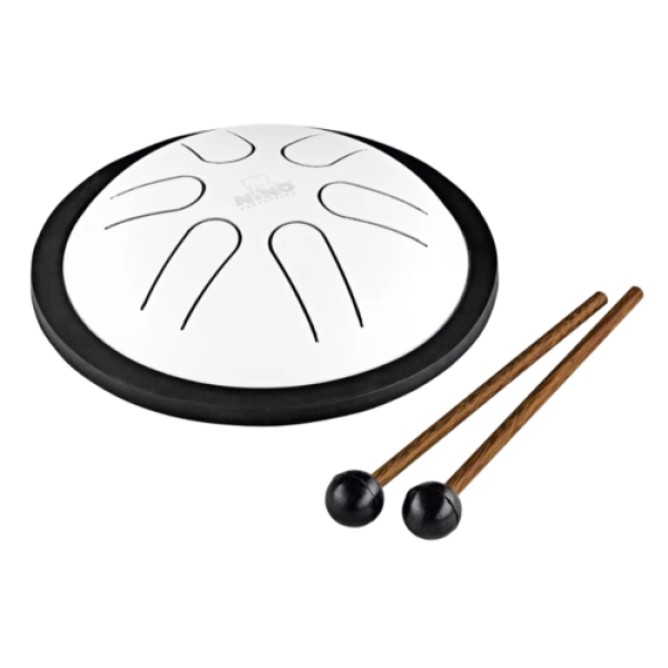 Nino Percussion Mini Melody Steel Tongue Drum - White - w/Mallet Pair (NINO980..