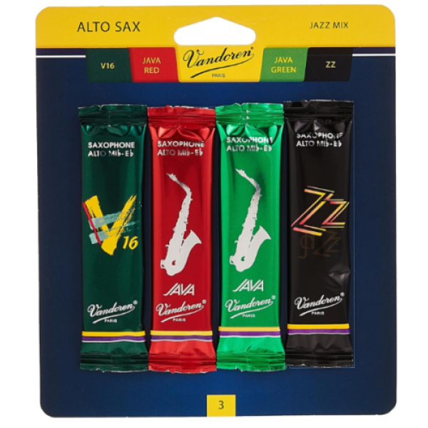 Vandoren Jazz Mix Eb Alto Saxophone Reeds - Once of each - V16, Java Red, Java..