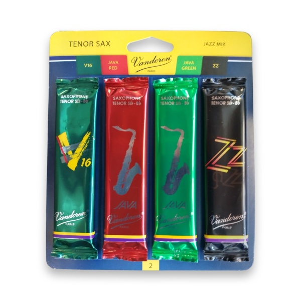Vandoren SRMIXT2 Tenor Sax Jazz Reed Mix Card includes 1 each ZZ, V16, JAVA an..