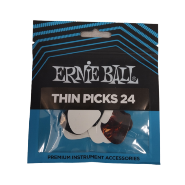 Ernie Ball Thin Cellulose Guitar Picks - Assorted Colors 24 Pack (9170)