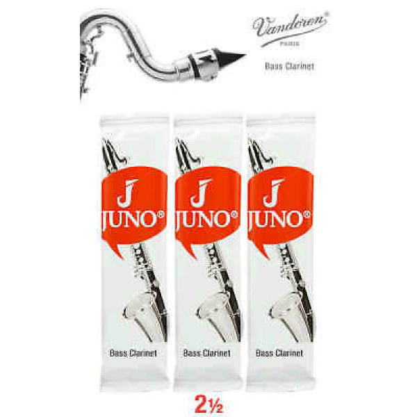 Juno by Vandoren - Bb Bass Clarinet Reeds - Strength 2 1/2 -  Pack of 3 Reeds (JCR3125/3)