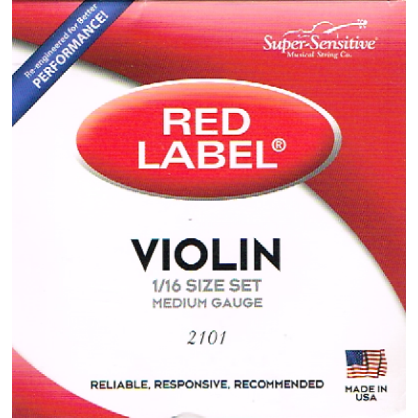Red Label Violin 1/16 Size Medium Gauge String Set (2101)
