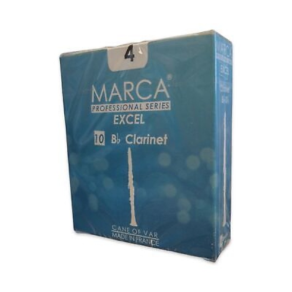 Marca Professional Series Excel Bb Clarinet Reeds - Strength 4 - Box of 10 Ree..