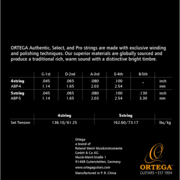 Ortega Acoustic Bass Guitar Custom Made Phosphor Bronze Long Scale Coated 4 St.. - Image 2