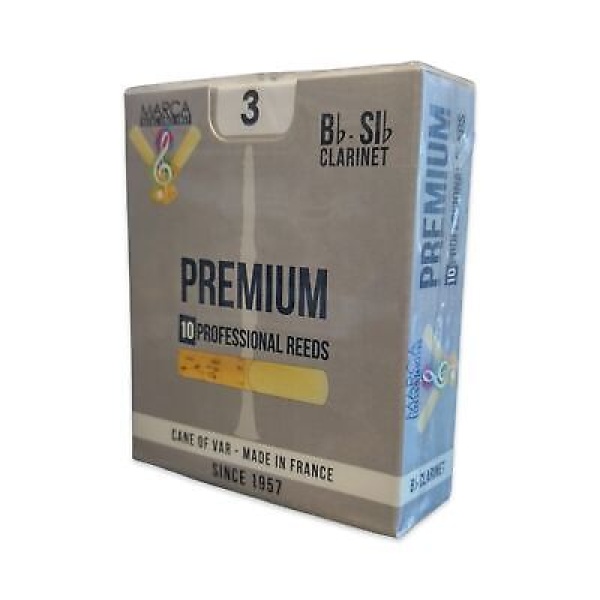 Marca Premium Bb Clarinet Reeds - Strength 3 - Box of 10 Professional  Reeds -..