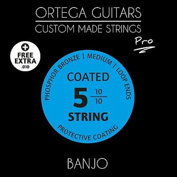 Ortega Guitars Pro, Coated, 5-String Banjo Set Plus Free Extra .010 (BJP-5)