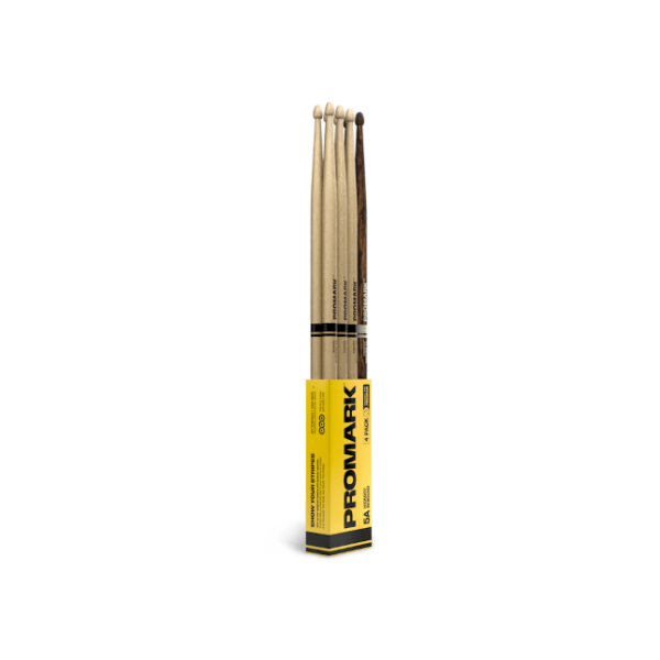 Rebound 5A Hickory Drumstick, Acorn Wood Tip, FireGrain Bonus Four Pack (RBH565AW-4PFG)