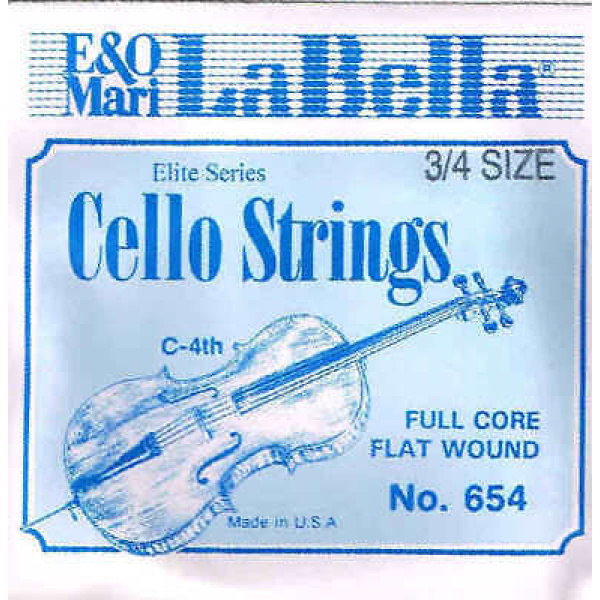 La Bella Cello 3/4 Size C-4th String Full Core Flat Wound (654 3/4)