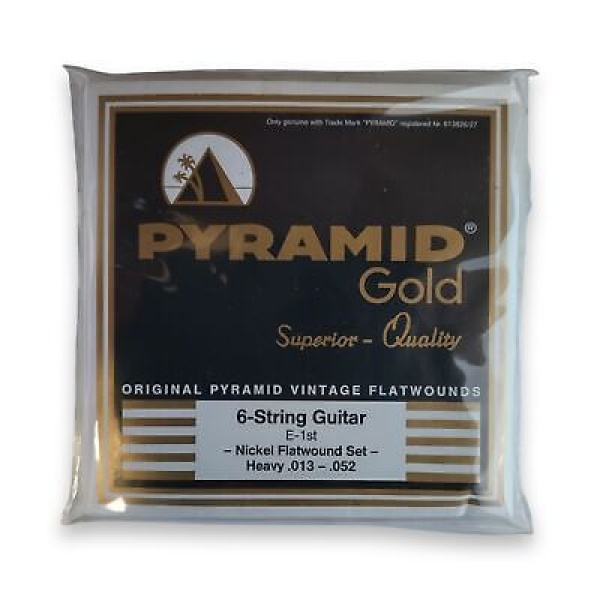 Pyramid Gold Guitar Strings - Nickel Flatwound Set - Heavy (.013 - .052)